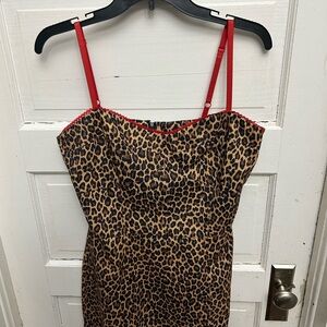 Wet Seal Leopard Print Dress with Red Trim